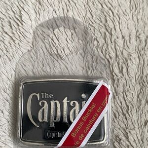 Vintage The Captain, Captain Morgan Black Enamel/Silver Metal Belt Buckle